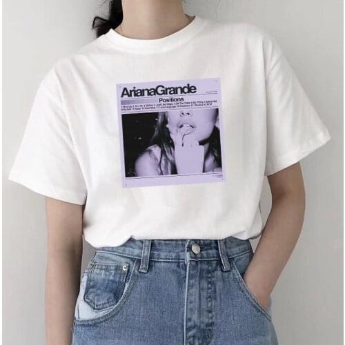 Singer Ariana Grande Positions 2021 New Aesthetic Fashion Graphic Print Womens Tshirt Summer Cotton Oversized Camisetas Mujer