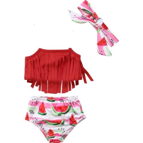 Tassel Toddler Kids Baby Girl Watermelon Bikini Set Fruit Swimwear Bathing Suit Swimsuit