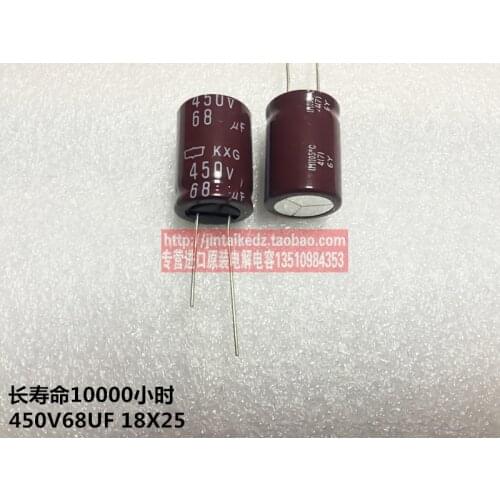 2020 hot sale 10pcs/30pcs NIPPON 450V68UF 18X25 KXG long life of 10,000 hours electrolytic capacitors free shipping