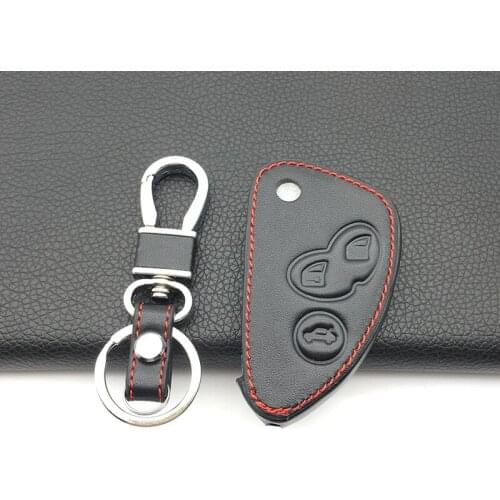 New Style Leather Car Key Cover Fob Case For Alfa Romeo 147 156 166 GT JTD TS Remote Flip Car Key Jacket Wallet Bag Car Styling