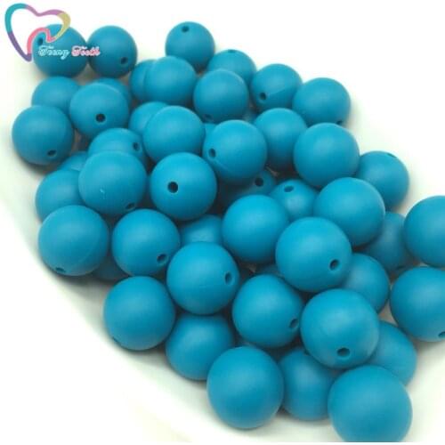 Teeny Teeth 100 PCS Biscay Bay/Teal Blue Silicone Teething Round 9-19 MM Beads Baby Chewable Pacifier Clips Fall Color Beads