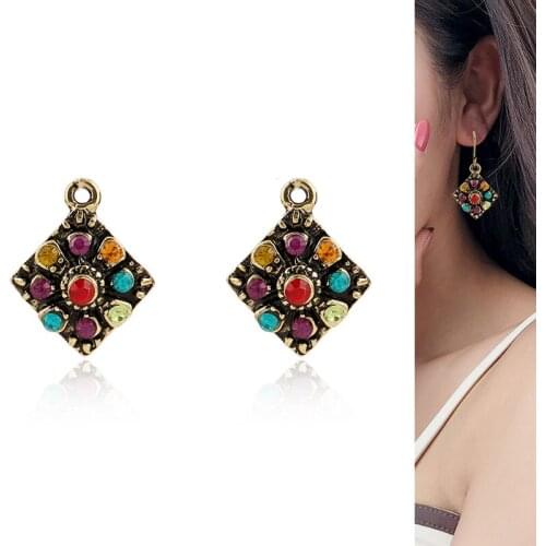 2020New 100Pcs Retro Rhinestone Square Alloy Button for DIY Jewelry Earrings and Necklace Pendants or Hair Accessoriess LX32