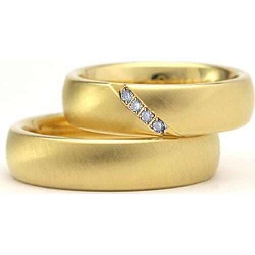 Love Alliance Gold Color Matte marriage wedding couple rings set for men and women proposal his and hers stainless steel jewelry