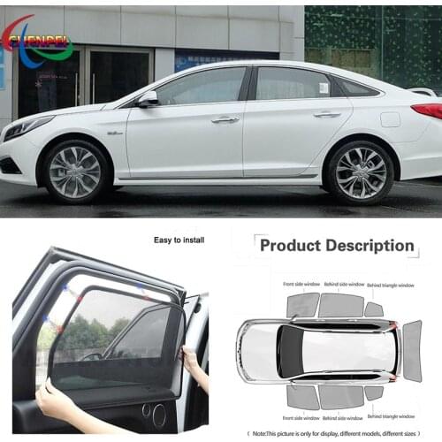 For Hyundai Sonata 2015 Car Full Side Windows Magnetic Sun Shade UV Protection Ray Blocking Mesh Visor Decoration Accessories