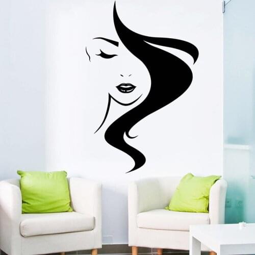 Art Salon Sticker Girls Women Salon Wall Decoration Beautiful Decor Hair Removeable Decor Poster Young Mural LY63