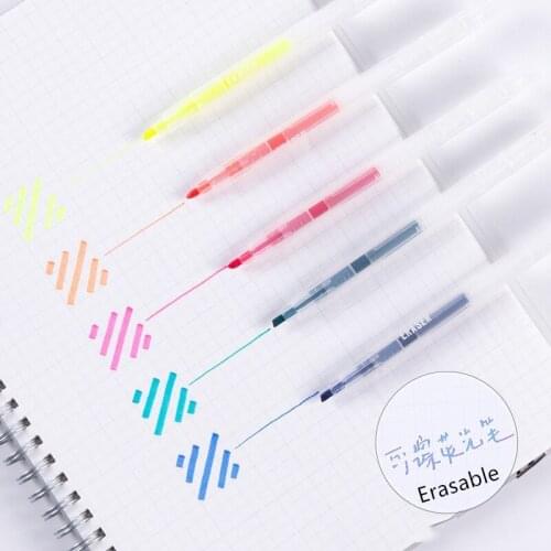 5pcs Erasable Color Highlighter Marker Pen Set Dual side Writing Eraser Liner Drawing Highlight Pens Office School Student F059