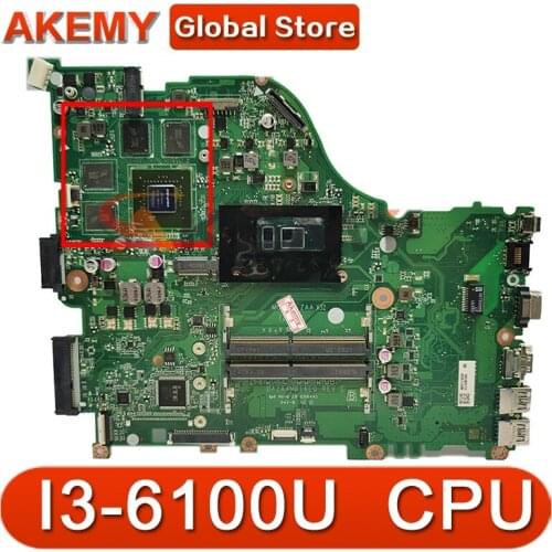 Akemy Laptop motherboard For ACER Aspire E5-574 I3-6100U Mainboard DAZAAMB16E0 N16P-GT-A2 DDR3