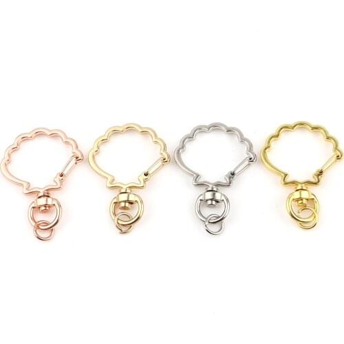 Multicolor Scallop 8mm Metal Keychain Split Keyring Findings Charms Clasps DIY Key Chain Jewelry,40mm x 30mm, 10Sets(2PCs/Set)