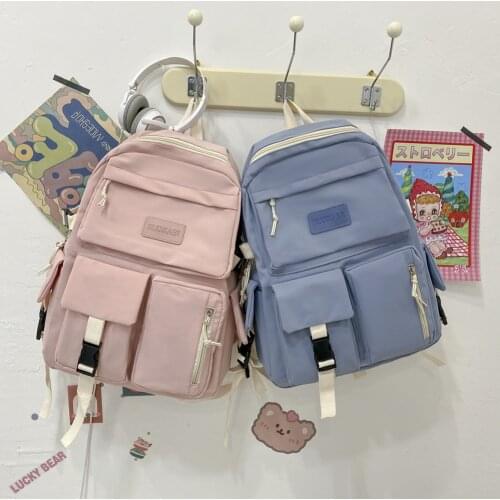 Fashion Women Knapsack Preppy Style Backpacks Contrast Color Design Bags Students School Large Capacity Handbags