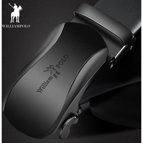 WilliamPolo mens leather brand high-quality genuine leather mens metal automatic buckle belt 18177-78p