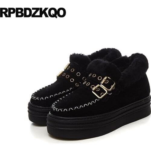 High Heel Slip On Furry Elevator Flatform Booties Warm Winter Snow Boots Women Ankle Shoes Platform Harajuku Muffin Australian