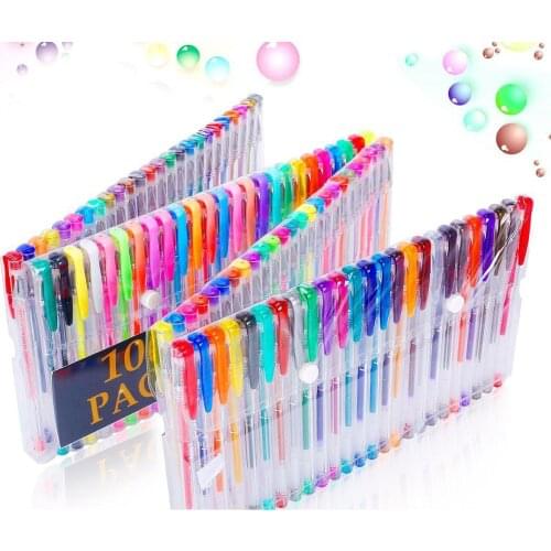 Jonvon Satone 100pcs Set Coloured Neutral Pen Set Gel Color Pvc Bag Brush Pen Watercolor For Writing Arts And Crafts Supplies