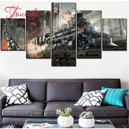 5 pcs diy diamond embroidery sale "Steampunk Retro Train" 5d large diamond painting full square/round drill mosaic Artwork decor
