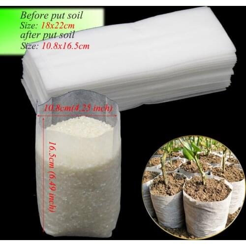 50PCS 18x22cm Non-woven Biodegradable Nursery Bags Protection Agriculture Use Tree Planting Grow Bags Cultivating Bag