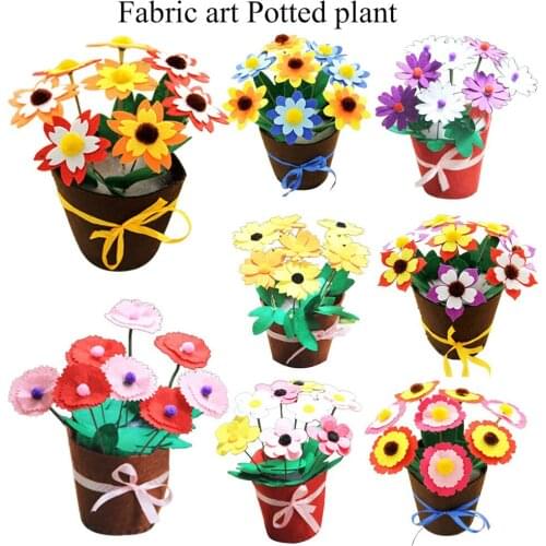 NEW Flower Pots Home Office Decorative Colorful Craft Cloth Sewing DIY Kit Nonwoven Potted Plant DIY toys for Children