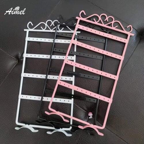 Fashion Metal Earring Jewelry Display Stand 24Pair Stud Earring Storage Organizer Rack Wall Jewelry Hanging Shelf Necklace Stand