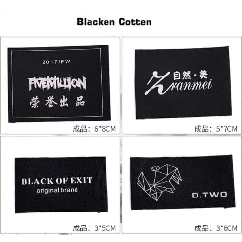 ZeQi customize blacken cotton fabric printed sewing tags for kids garment custom clothing main labels