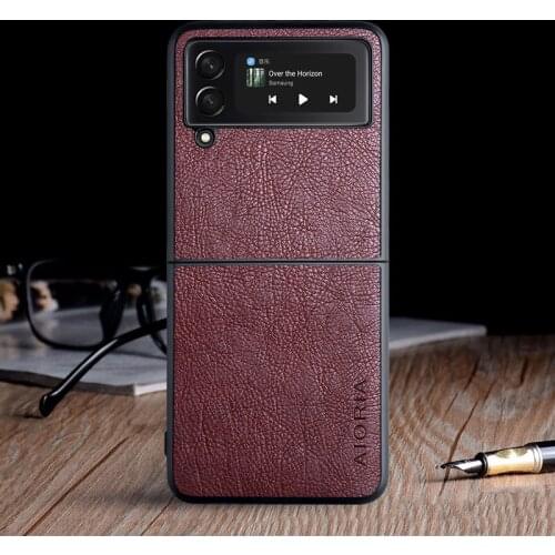 Anti-Sweat Litchi Leather Cover Case for Samsung Galaxy Z Flip3 5G Flip 3 Shockproof Protective Bag Coque