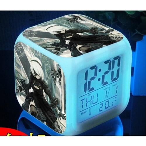 Seven Color Change Digital USB Alarm Clock Nier:Automata 2B YoRHa