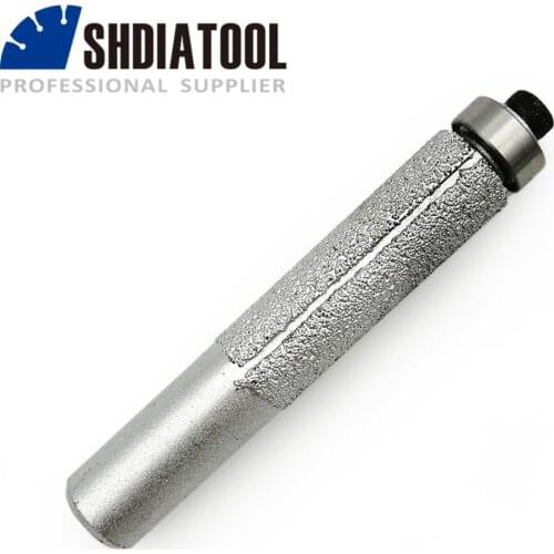SHDIATOOL No.2 Vacuum Brazed Diamond Router Bits With 1/2" Shank For Granite Marble, Straight Cutter With Bear
