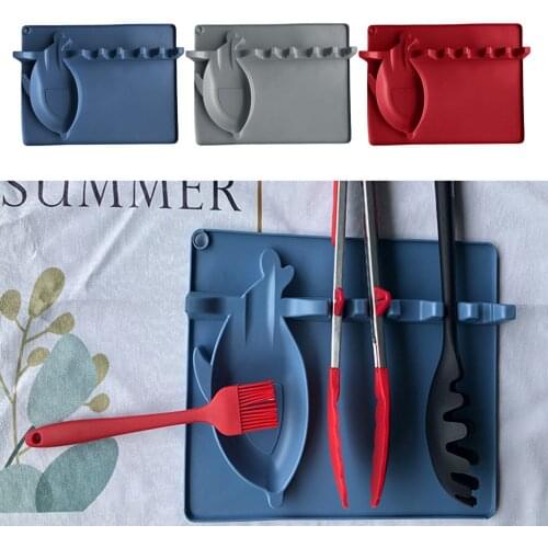 Silicone Spoon Rest Holder Heat Resistant Chopsticks Utensils Rest Holder Utensil Rest for Stove Top