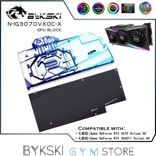 Bykski Graphics Card GPU Water Block For Colorful iGame RTX 3070 Vulcan OC Liquild Cooler + Backplate,12V/5V SYNC,N-IG3070VXOC-X
