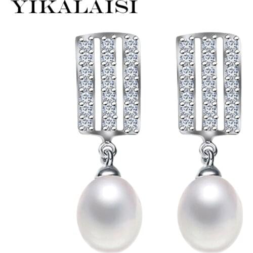 YIKALAISI 925 sterling Silver Jewelry for women natural freshwater pearl jewelry 8-9mm AAAA pearl earrings