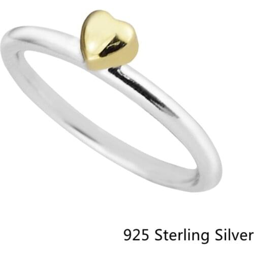 CKK 925 Sterling Silver 14K Gold Puzzle Heart Rings For Women Original Fashion Jewelry Making Anniversary Gift