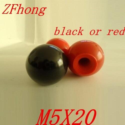 10pcs M5 x 20mm black or red Ball Knob 5mm Thread 20mm Ball Diameter Bakelite Black Ball Lever Knob for Machine Tools