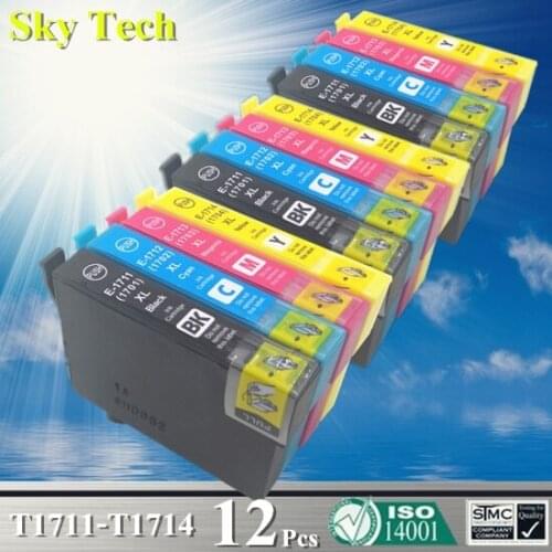 12X Compatible Cartridges For T1711 - T1714 , For Epson XP-33 XP-103 XP-203 XP-207 XP-303 XP-306 XP-403 XP-406 XP-313 XP-413