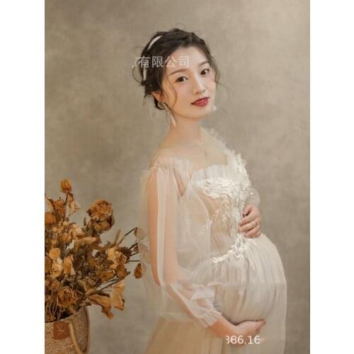 2021 Boho Style Lace Maternity Dress For Photography Maternity Photography Outfit Maxi Gown Pregnancy Women Lace Long Dress