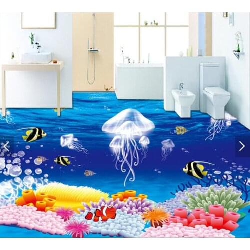 3 d pvc flooring custom waterproof picture 3 d fantasy jellyfish plants 3d bathroom flooring photo 3d wall murals wallpaper