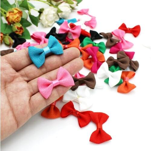 40Pcs/lot Mini Small Pringting Ribbon Bow Pet Bowknot Craft ONLY BOW NO CLIPS DIY Wedding Decor Hair Accessories