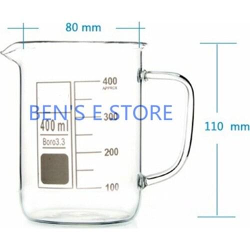 400mL Glass Beaker with Handle New Chemical Lab Glassware Borosilicate Glass 3.3