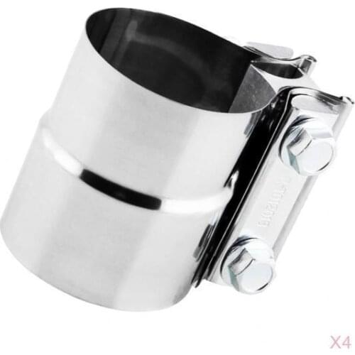 4x Stainless Steel 2.25 inch Turn to 2.5 inch Exhaust Lap Joint Band Clamp