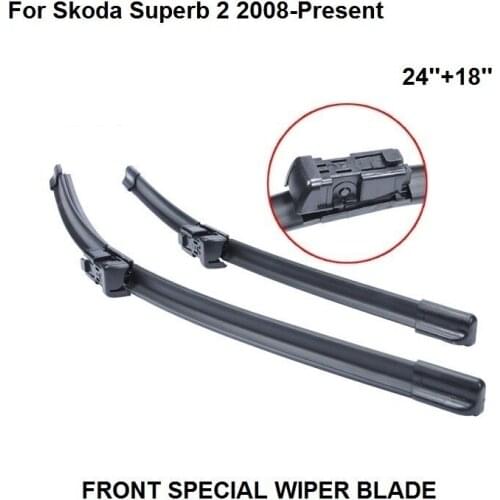 Car Accessory 24''+18'' Windshield Wiper Blade For Skoda Superb 2 2008-Present Natural Rubber Bracketless