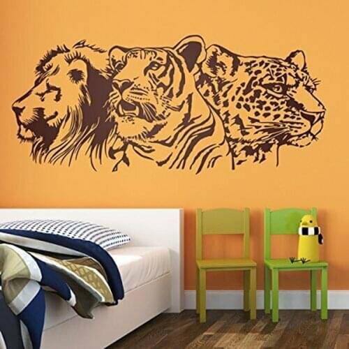 Large Lion Tiger Leopard Wall Decal Kids Room Bedroom Safari Africa Animal Zoo Wildlife Wall Sticker Playroom Vinyl Home Decor