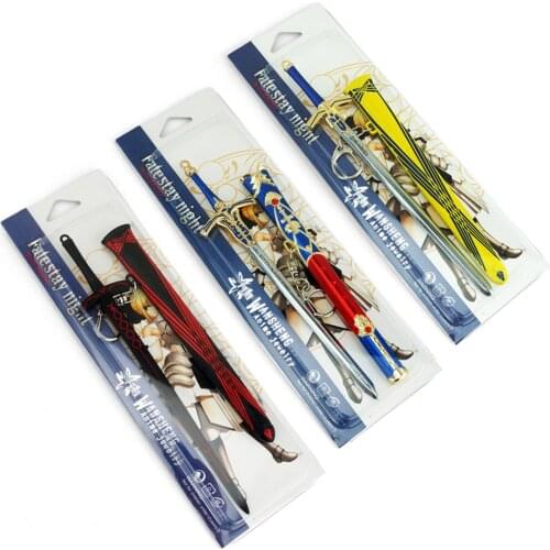 10 PCS/LOT Fate Stay Night Weapon Model Keychains Toys Rin Tohsaka Saber Lily Excalibur Sword Model Keychain 18cm