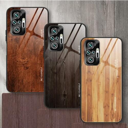 Wood pattern Case for POCO F3 POCO X3 Pro POCO M3 Tempered Glossy Glass Cover For POCO F2 Pro Fundas POCO X3 NFC
