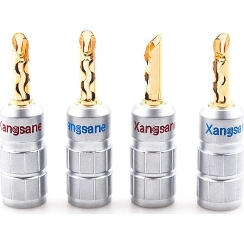 Pure Copper Speaker Cable Banana Plug Amplifier Audio Adapter Screw Solder-free Connector