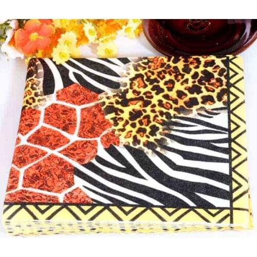 Decoupage wedding Napkin paper cute tissue colorful leopard birthday party towel home decor Guardanapo 20 vintage serviettes