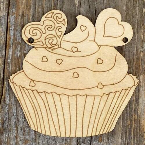 Wooden Cupcake F Chocolate Hearts Craft Shapes Plywood Cooking Pudding
