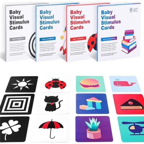 Baby Visual Stimulation Flash Card Montessori Educational Black White Colorful Flashcard High Contrast Book Toddler Toys Gifts