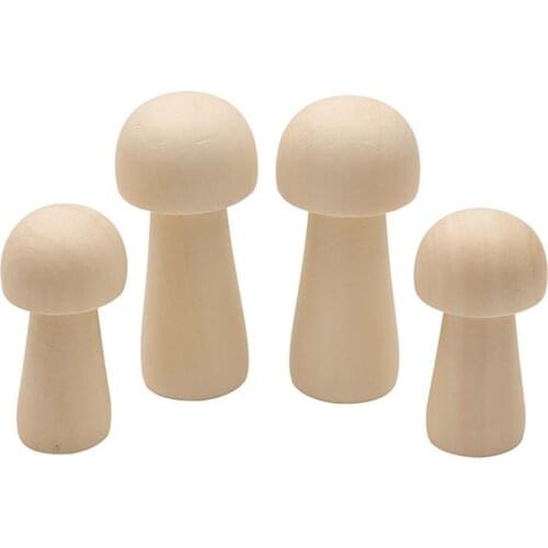 2PC 85/65mm Wooden Mushroom Peg Doll DIY Handmade Wood Craft Home Nursery Decor Unfinished Wood Christmas Gift For Kids Painting