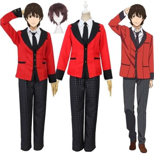 Anime Kakegurui School Girl JK Uniform Ryouta Suzui Cosplay Costumes Wig Shirt Pants Jacket Tie Halloween Dress Boys Men