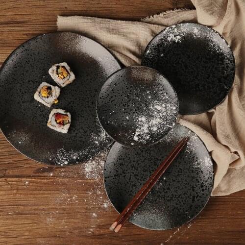 Japanese Style Creative Ceramic Retro Dessert Dish Vintage Dinner Plate Home Kitchen Breakfast Steak Plate Restaurant Dinnerware