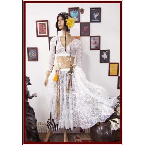 Lace Belly Dance Top Ats Tribal Choli Drop Long Sleeve DQ26-109
