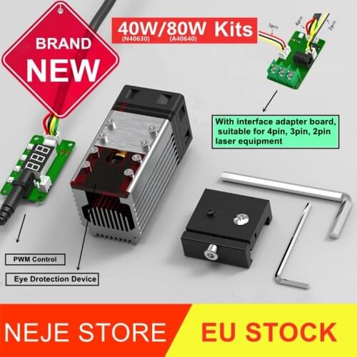 2021 NEJE 80W/40W CNC Laser Head Module Kit High Power 450nm TTL Module for Laser Engraving Machine Wood Cutter Cutting Tool