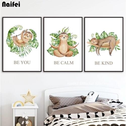 Sloth Tree Leaf Nursery Cartoon Diamong Painting Full Drill Diamond Embroidery Animal Mosaic Girl And Boy Kids Room Decor Gift