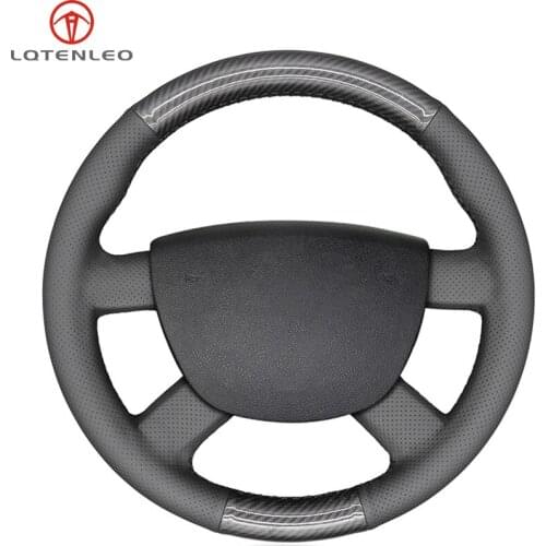 LQTENLEO Black Leather Carbon Fiber Car Steering Wheel Cover For Ford Kuga 2008-2011 Focus 2 2005-2011 Focus 3 2012-2014 C-MAX